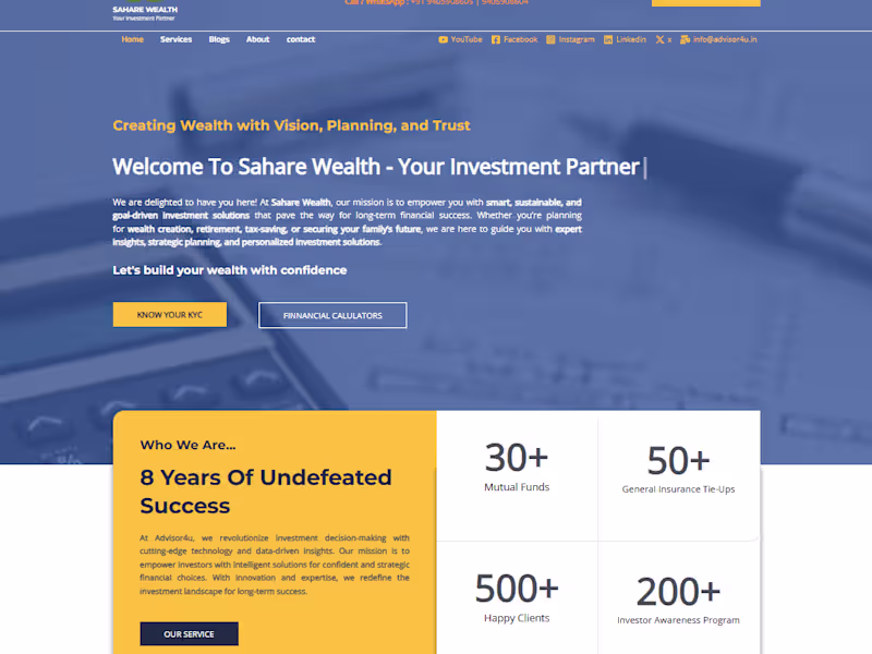 Cover image for SAHARE WEALTH – Your Investment Partner
