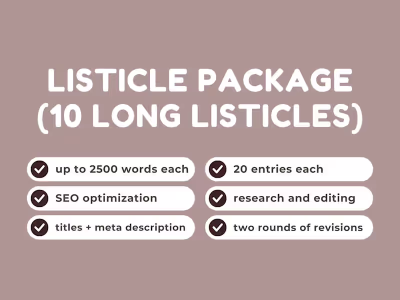 Cover image for Listicle Package (10 Long Listicles)
