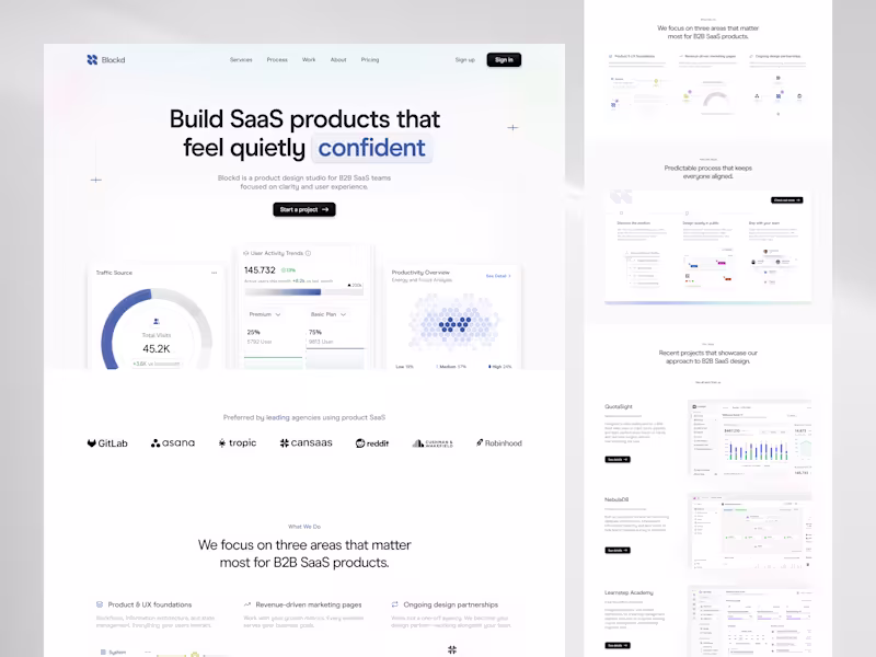 Cover image for Minimal SaaS Landing Page Design for Blockd