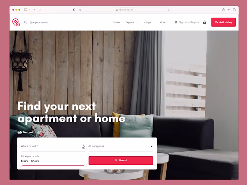 Cover image for VibrantBnB - Property Website Design & Development