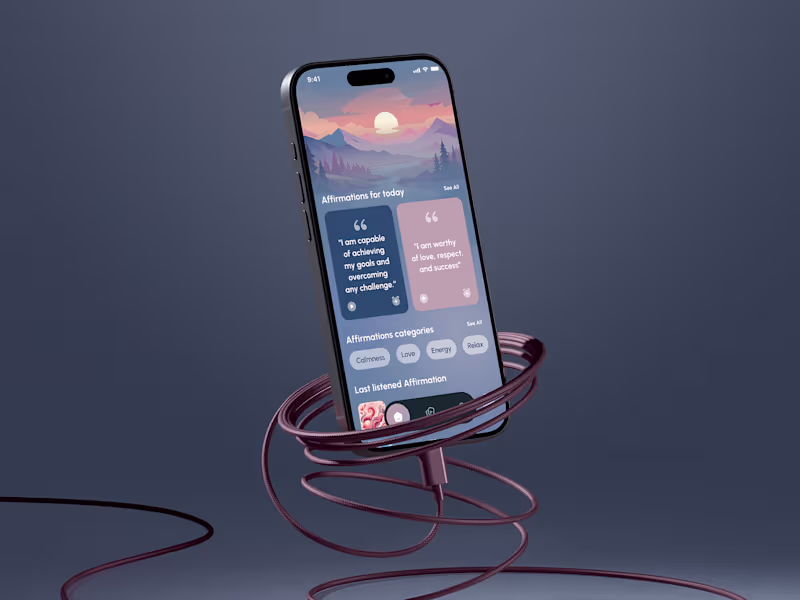 Cover image for UI/UX Design | Mobile App Design | Affirmation Wellness App