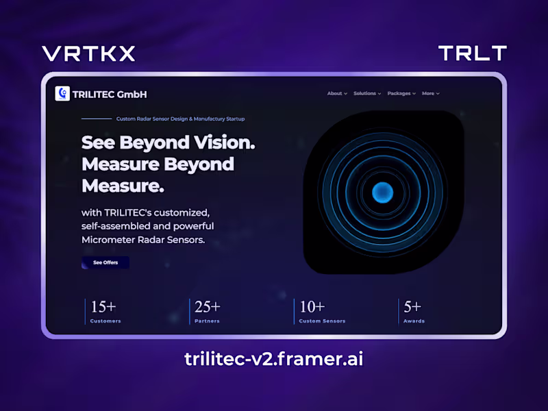 Cover image for Branded Landing Page ✦ TRLT 🔹 EU Tech Startup – Radar Sensors