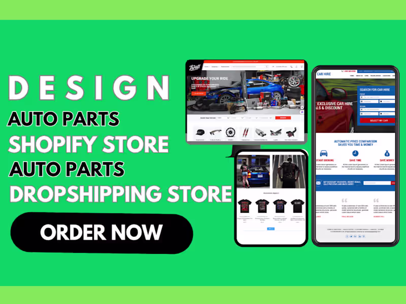 Cover image for Design Automated Auto parts Shopify Store Automotive Website