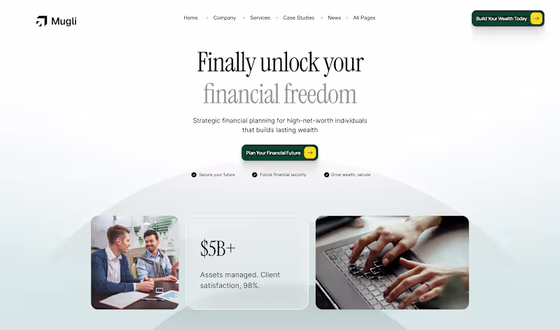 Cover image for Financial service hero section designed for instant trust an...