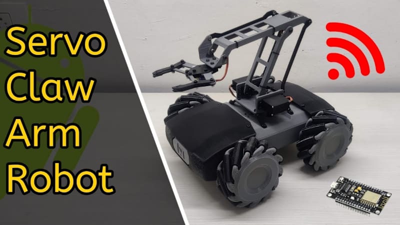 Cover image for Servo Claw Mechanical arm robot | Mecanum wheel | WiFi Based - …