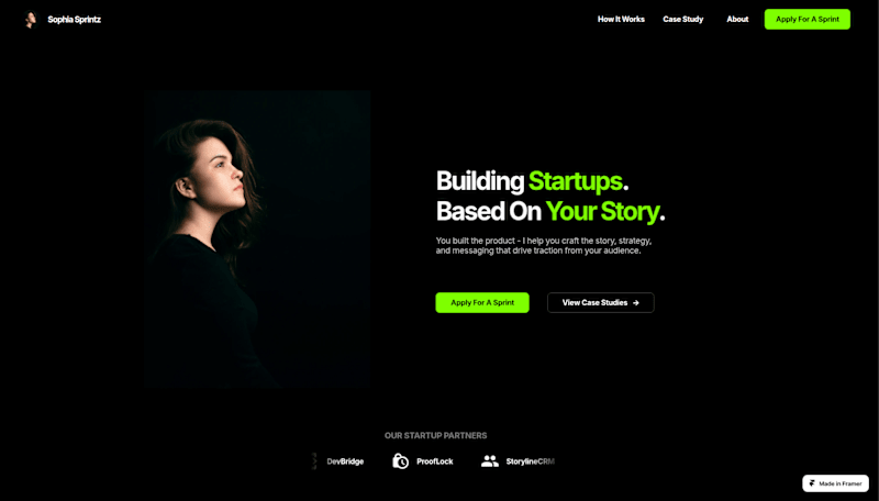 Cover image for Sophia Sprintz – Personal Brand Landing Page in Framer