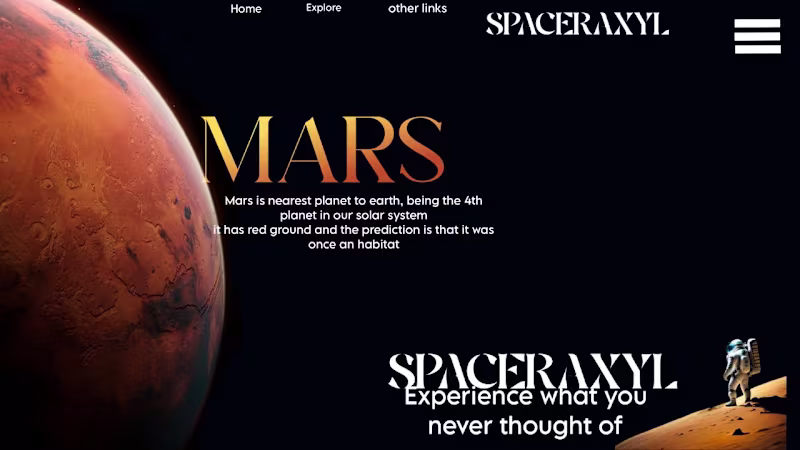 Cover image for SPACERAXYL - UI, a demo website's page