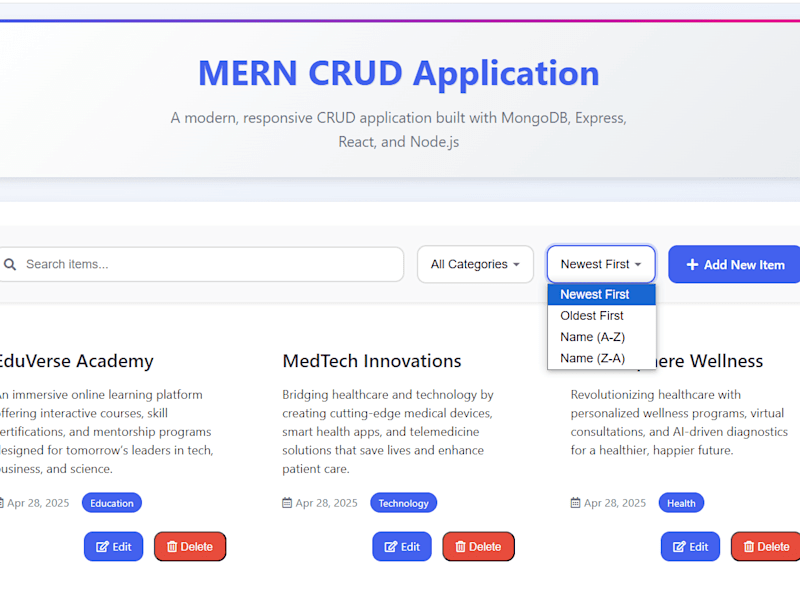 Cover image for Responsive Dynamic MERN CRUD System