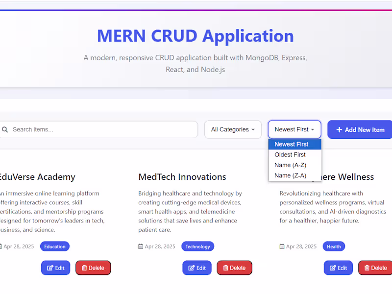 Cover image for Responsive Dynamic MERN CRUD System