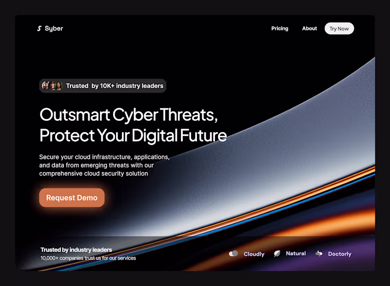 Cover image for Syber: Cloud Security Website Hero Section Design