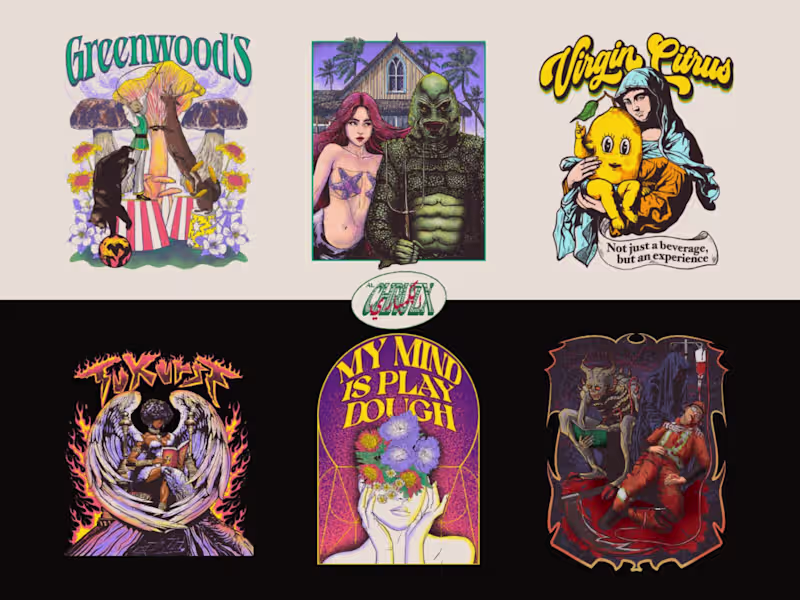 Cover image for I’ll do detailed custom cool edgy t shirt and merchandise design