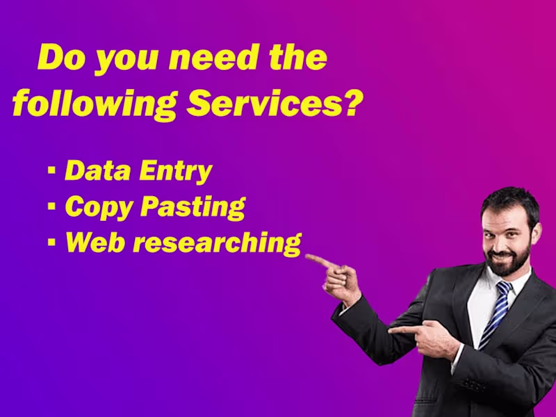 Cover image for Data entry, Copy writing and Web research