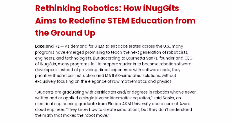 Cover image for iNugGits Robotics Boot Camp Launch