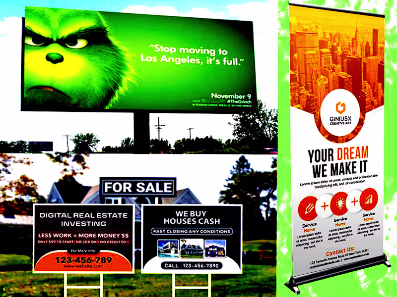 Cover image for I CAN DESIGN OUTSTANDING ROLL UP BANNER AND BILLIBOARD.