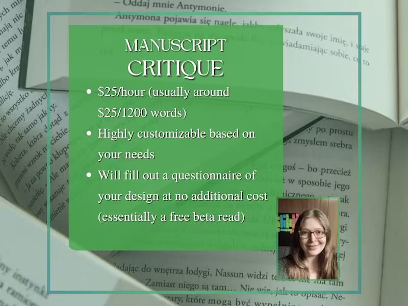 Cover image for Beta Reading and Manuscript Critique Experience