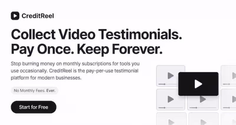 Cover image for Pay-per-use video testimonial SaaS. Businesses