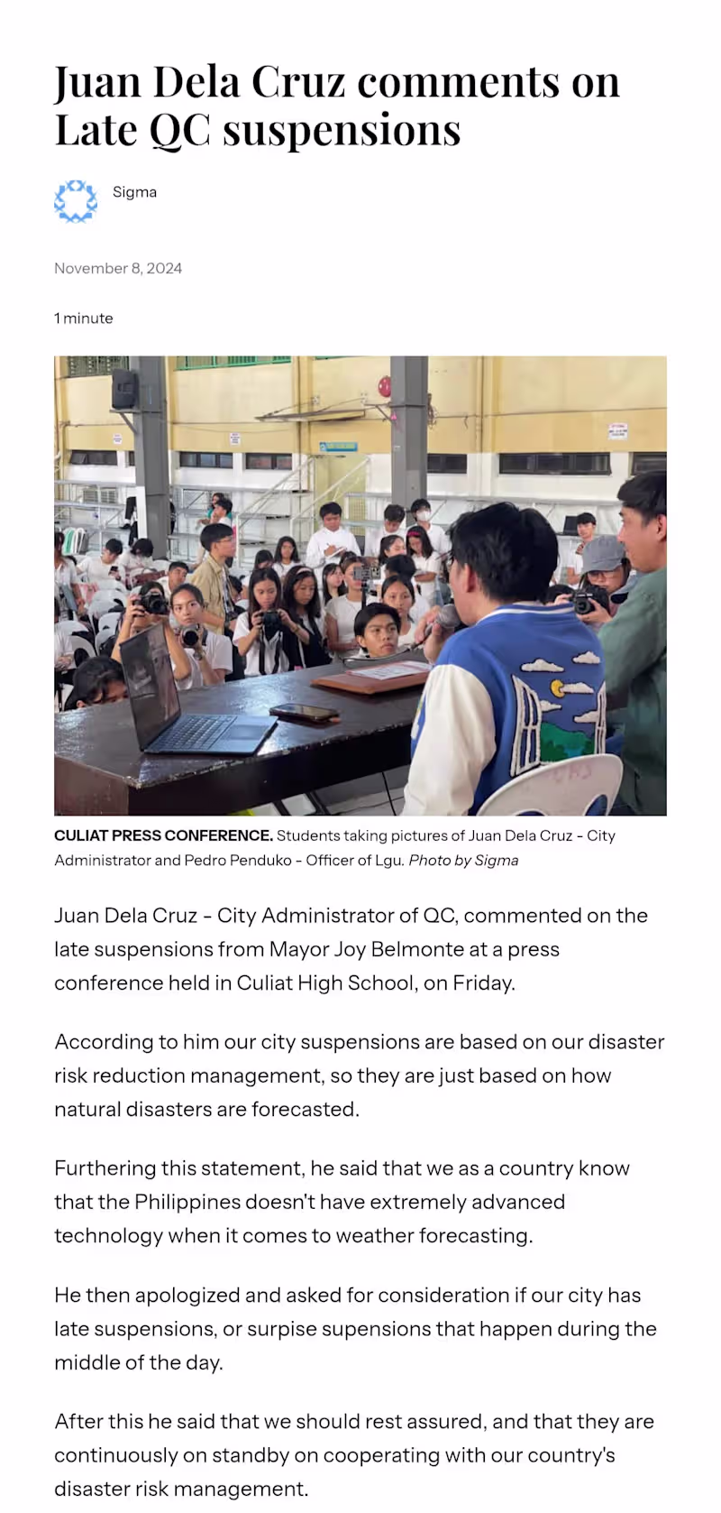 Cover image for Sample News Article