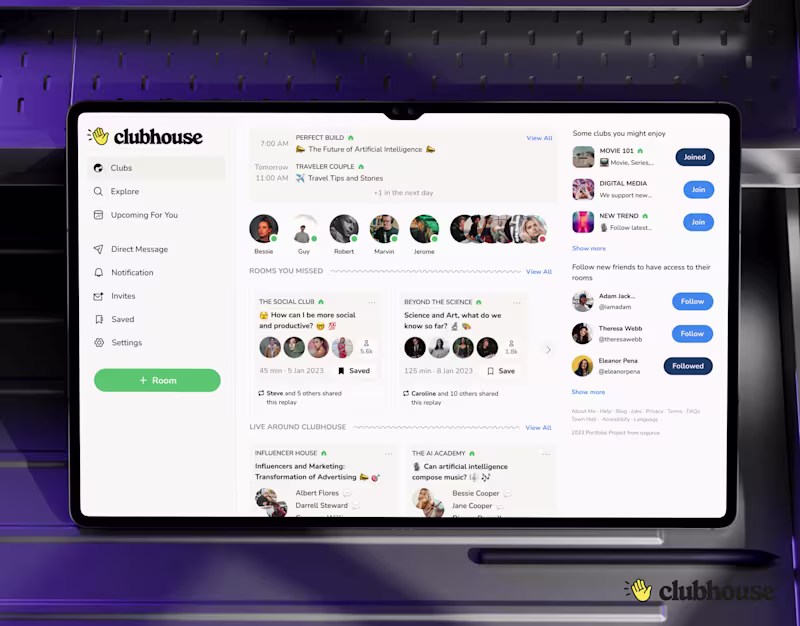 Cover image for Clubhouse Web UX/UI Case Study, Redesign