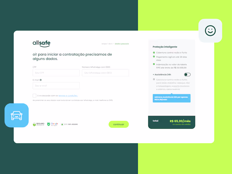 Cover image for Checkout flow for an online vehicle security service