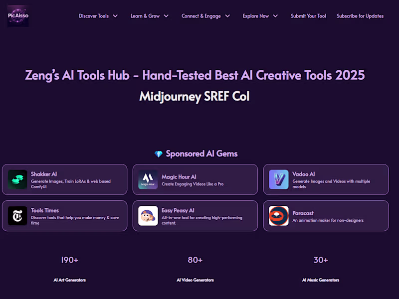 Cover image for A directory listing all the AI creative tools I’ve tested.