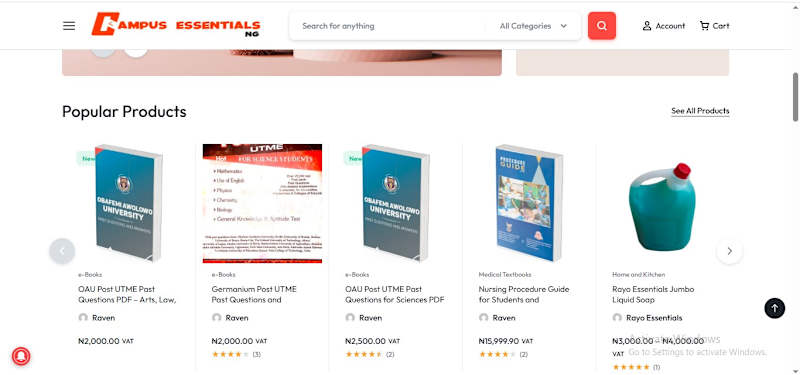 Cover image for Campusessentials E-commerce website building project