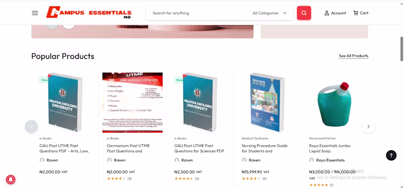 Cover image for Campusessentials E-commerce website building project