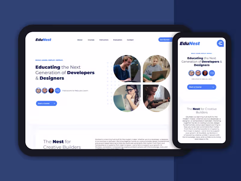 Cover image for EduNest E-Learning Landing Page