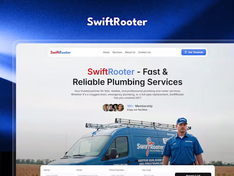 Cover image for SwiftRooter : Plumbing Service Framer Website Template
