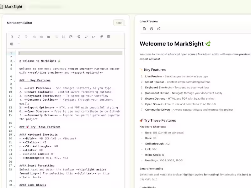 Cover image for MarkSight - Advanced Markdown Editor with Real-time Preview