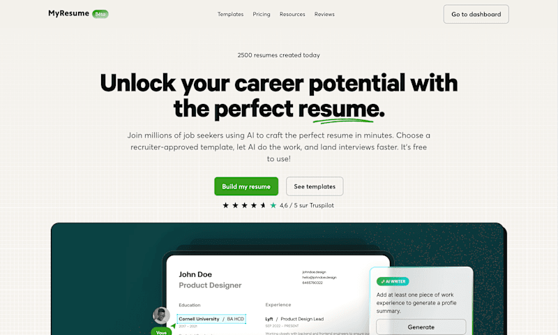 Cover image for MyResume Framer Website Development