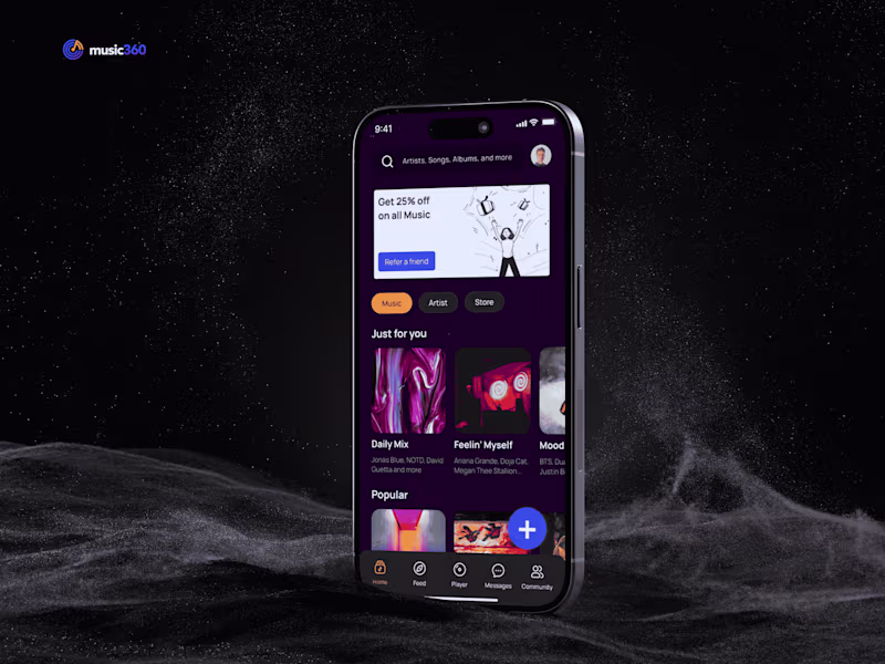 Cover image for Music Streaming and Social Application Design:: Behance