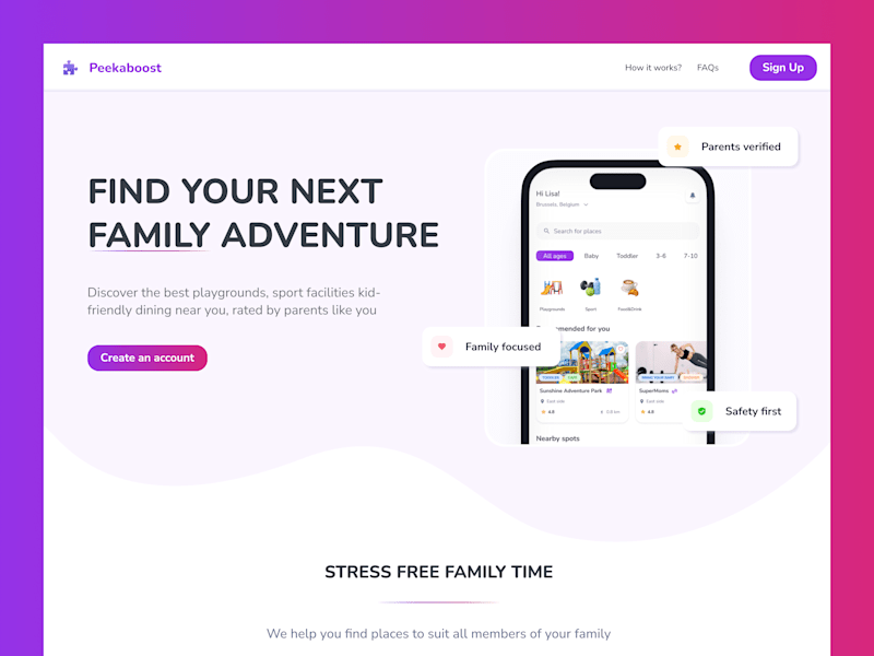 Cover image for Peekaboost - app to help find playgrounds & kid-friendly spaces