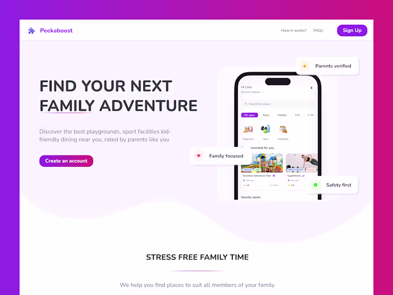 Cover image for Peekaboost - app to help find playgrounds & kid-friendly spaces