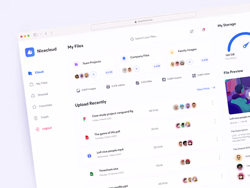 Cover image for Nicecloud - Cloud Storage Dashboard