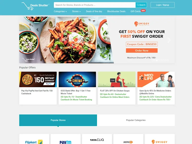 Cover image for (Dealsshutter.com) Coupons and deals portal for online shopping