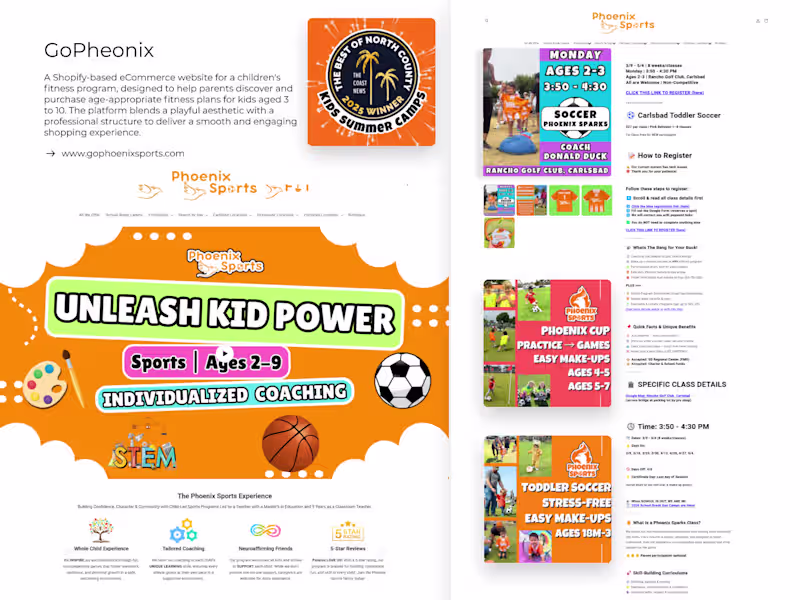 Cover image for GoPhoenix: Kids' Fitness eCommerce Design & Shopify Dev