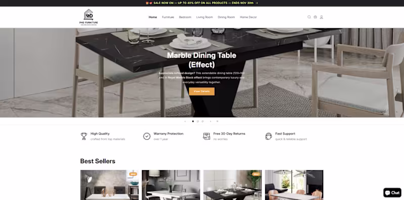 Cover image for Custom Shopify Theme Development for Furniture Brand