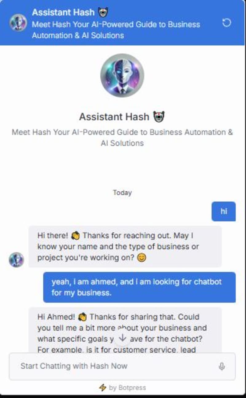 Cover image for AI Chatbot for Business Automation