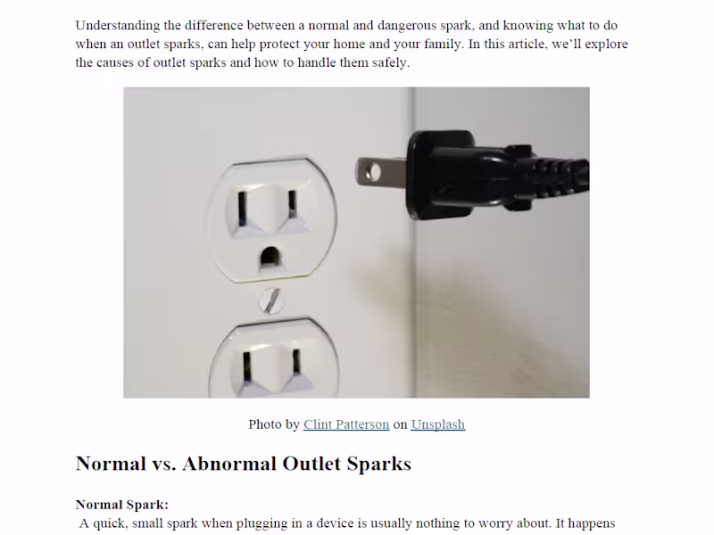 Cover image for Understanding and Handling Electrical Outlet Sparks