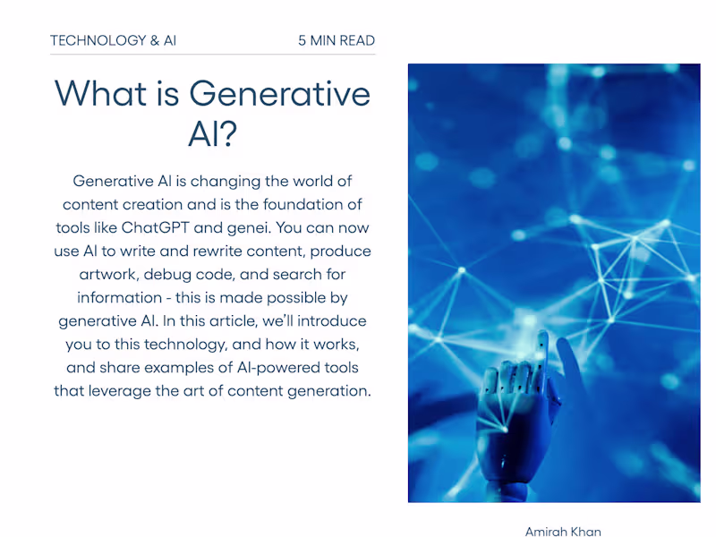 Cover image for Generative AI Articles - genei