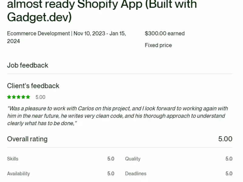Cover image for Shopify App Developer to finish Shopify App (Gadget.dev)