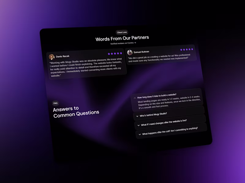 Cover image for Mogy Studio Framer Website