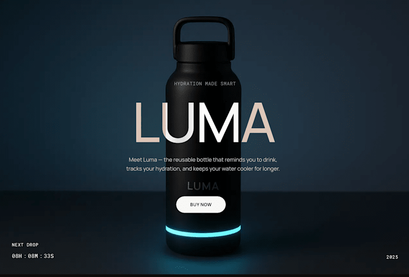 Cover image for Luma Bottles Landing Page Design