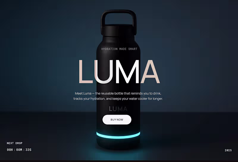 Cover image for Luma Bottles Landing Page Design