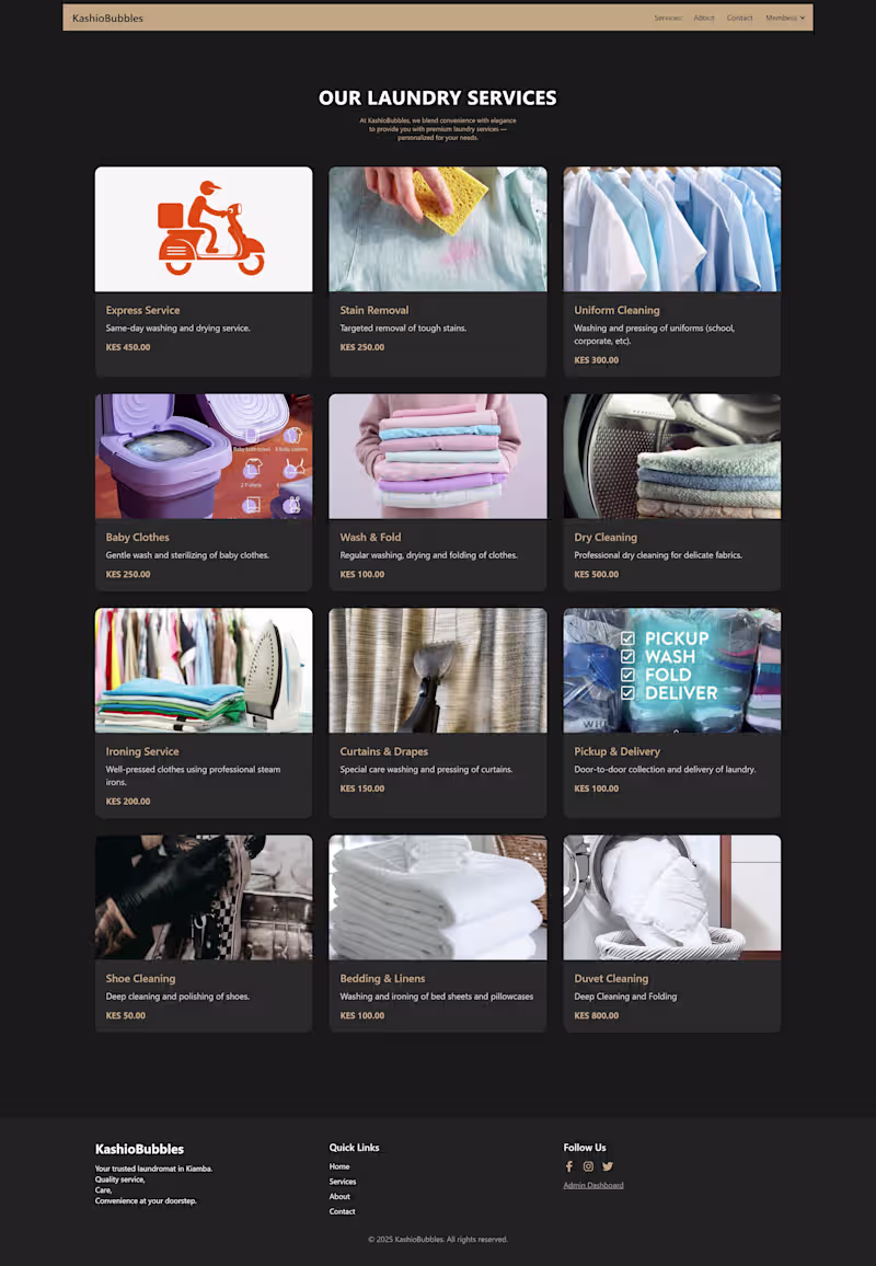 Cover image for kashio bubbles a laundromat website