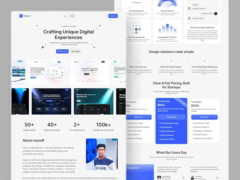 Cover image for Sleek and Minimal Portfolio Landing Page Design