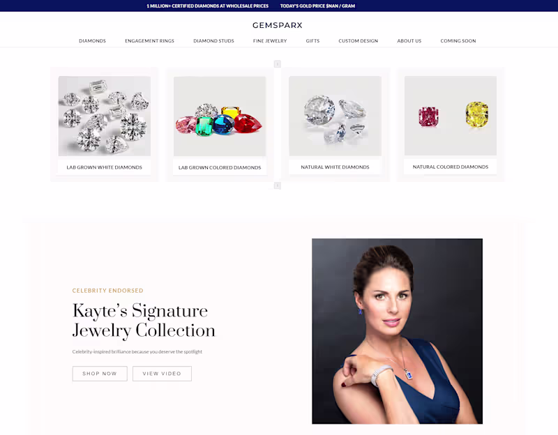 Cover image for Luxury Jewelry E-Commerce Website – Gemsparx Front-End & Ful...