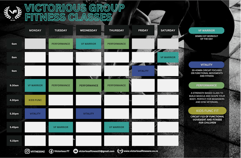 Cover image for Timetable For "Victorious Group" GYM