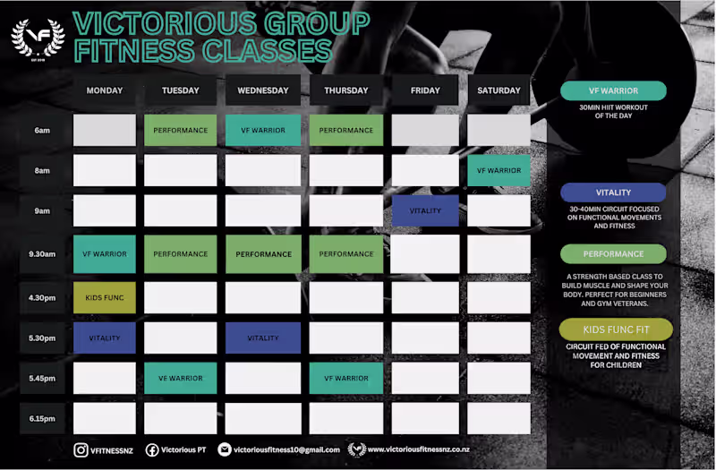 Cover image for Timetable For "Victorious Group" GYM