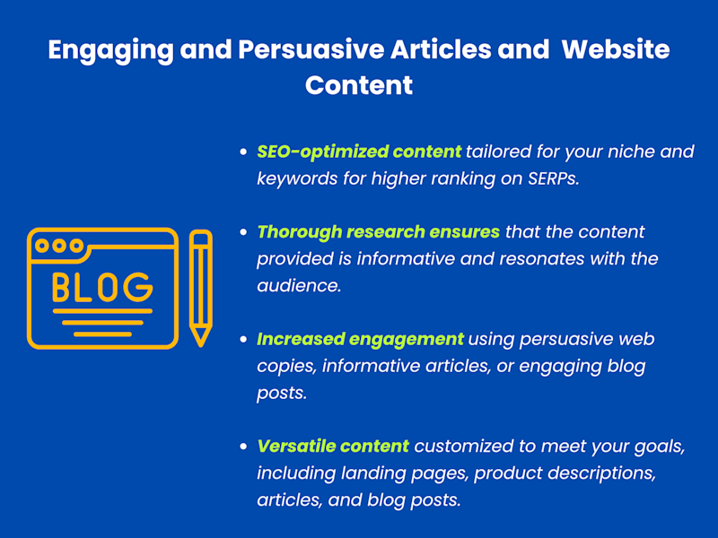 Cover image for I will write engaging and persuasive articles and web content